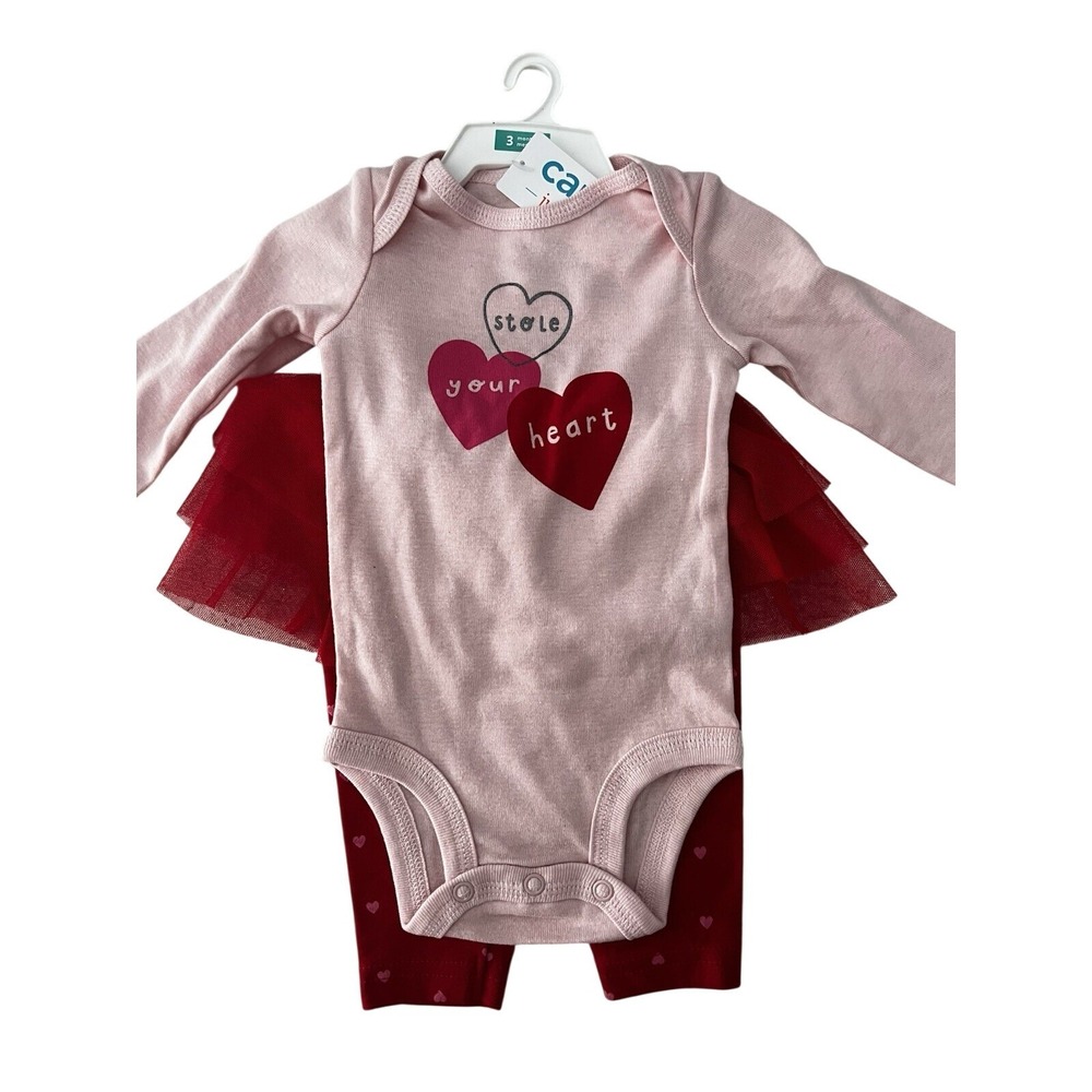 Carters Baby Girl 3 Months 2pc "Stole Your Heart" Valentines Set Pink &‎ Red